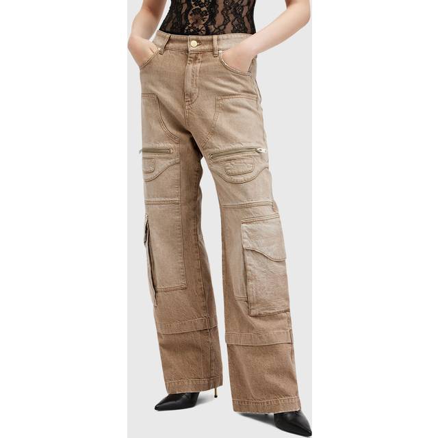 Archie Mid-Rise Wide-Leg Cargo Jeans - Light Brown - Founded in London in 1994, AllSaints has been crafting iconic leather pieces for decades. As well as statement jackets, biker boots, and accessories, the brand’s everyday items offer a dose of attitude with distressed detailing, daring prints and the signature Ramskull logo.