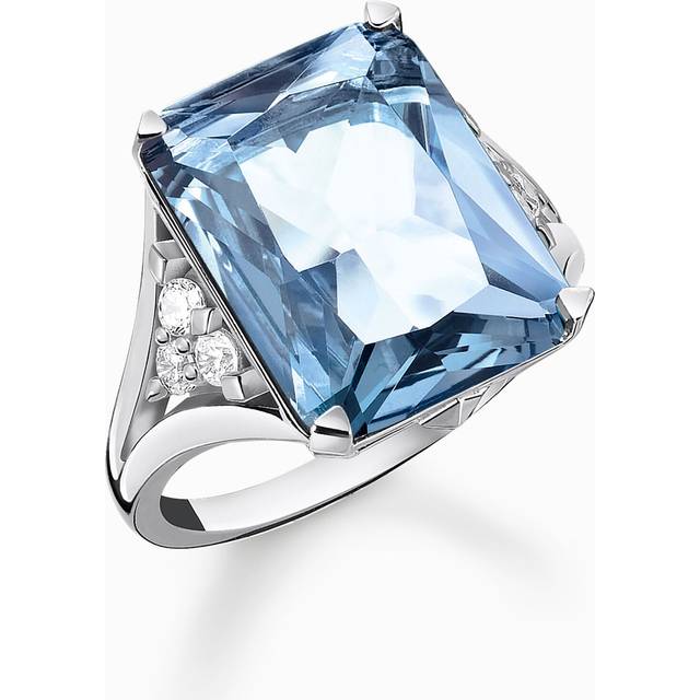 Thomas Sabo Ring with aquamarine-coloured and white stones silver blue TR2339-059-1-54 - light blue/silver-coloured/white