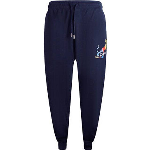 Cavalli Class Mens Bold Tiger Design Navy Blue Sweatpants Cotton - Size 2XL