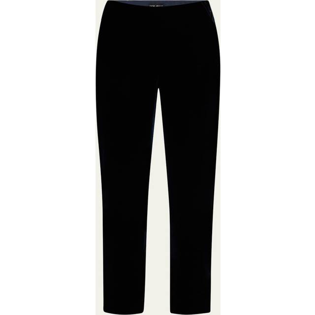 Mid-Rise Slim-Leg Velvet Trousers - NAVY - 40 IT (4 US)