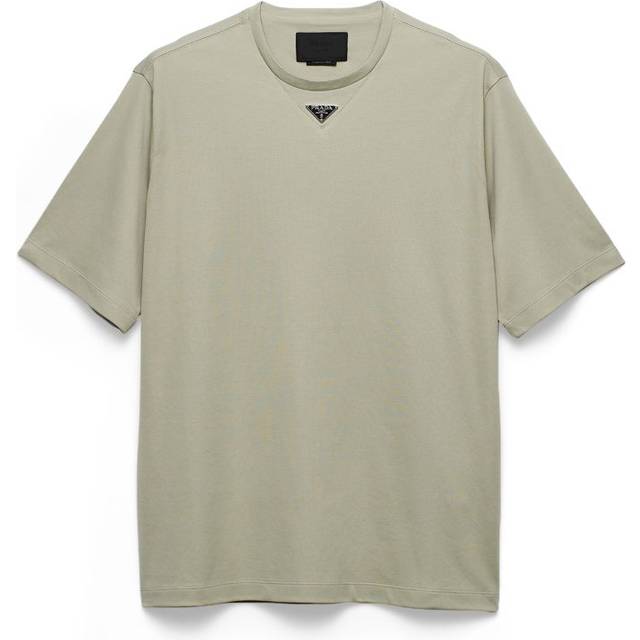 Mens Prada Short-Sleeved Logo-Tab Cotton-Jersey T-Shirt