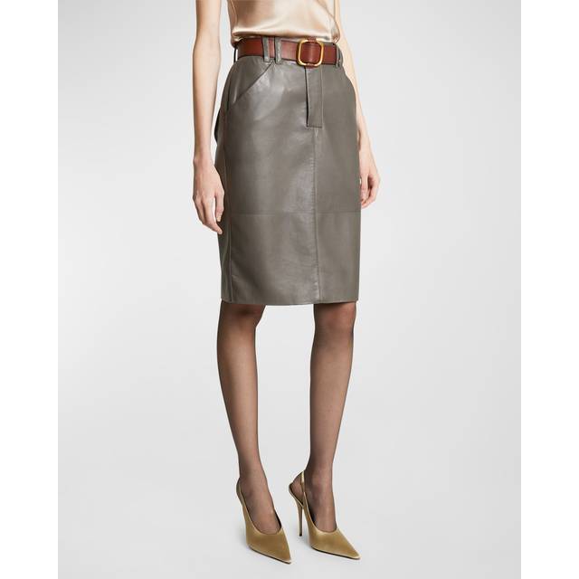 Leather Pencil Skirt with Patch Pockets - OFF WHITE - 38 FR (6 US)