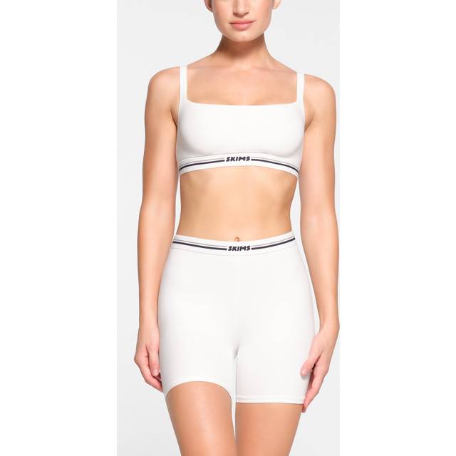 SKIMS White Fits Everybody Logo Bike Boy Shorts - Marble - L