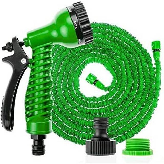 150FT EXPANDABLE FLEXIBLE HOSEPIPE GARDEN PIPE MAGIC SNAKE + GUN GREEN