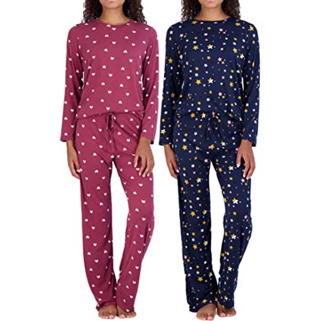 2 Pack:Plus Size Long Sleeve Pajamas For Women Sets Pajama Sets Two Piece Pj Summer Pijamas De Mujer Cotton Pjs Pants Loungewear Sleepwear Matching La