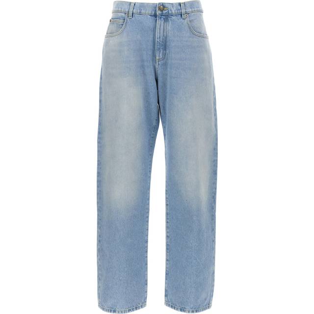 Balmain Men's Denim Wide-Leg Jeans in Light Blue | Size 32 | DH0ML135DE95 Color 6FC (32)