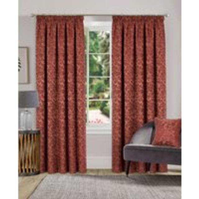 Home Curtains Buckingham Pair of Standard Lined Curtains - Terracotta