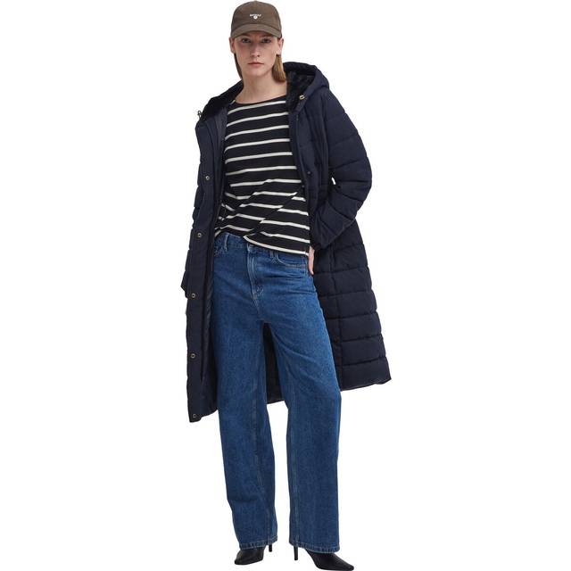 Barbour Clarence Womens Long Puffer Jacket - Dark Navy - Size 16 UK