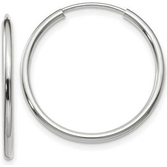 14K White Gold 1.5 mm Polished Endless Hoop Earrings