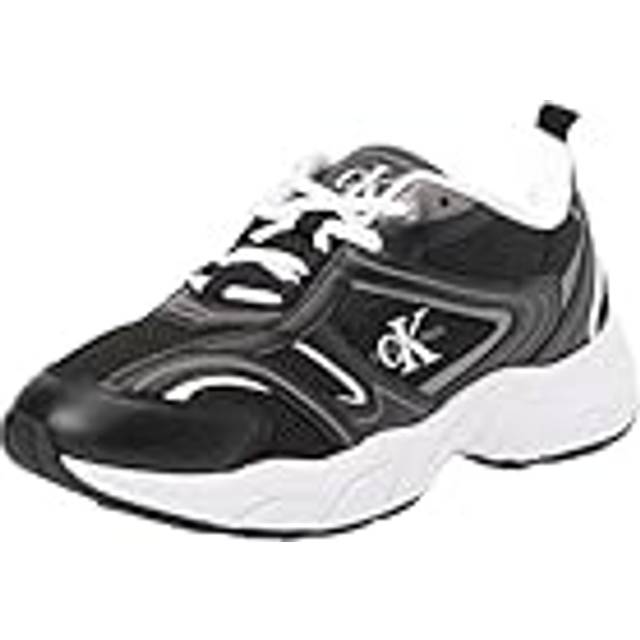 Women's Calvin Klein RETRO TENNIS MESH Womens Trainers Black/Bright White - Size: 6