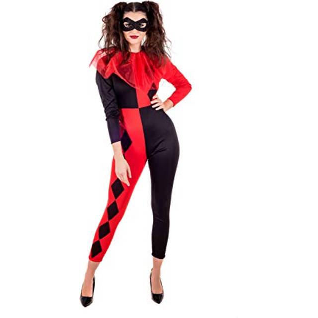 Jester Costume Women, Harlequin Costume Women, Ladies Jester Halloween Costume, Halloween Clown Costumes for Women Medium