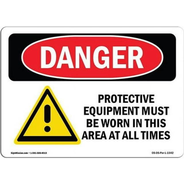 SignMission OS-DS-A-1014-L-1542 10 x 14 in. OSHA Danger Sign - Protective Clothing Required in This Area