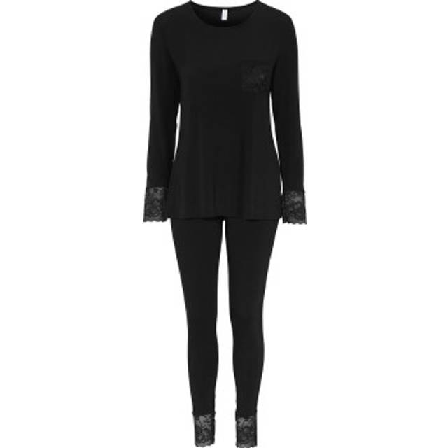 Damella Viscose Plain Pyjamas Set - Black - Small
