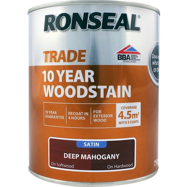 Ronseal 10 Year Exterior Satin Woodstain 750ml in Deep Mahogany