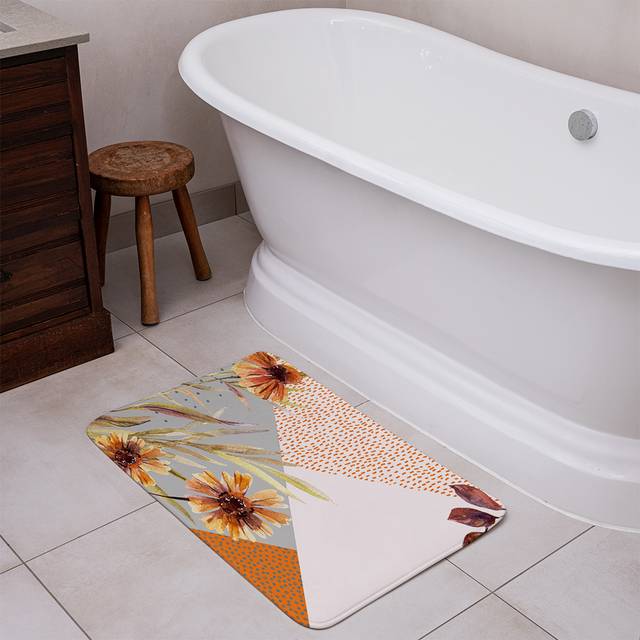 Autumn Geometric Shapes and Flowers (Bath Mat)