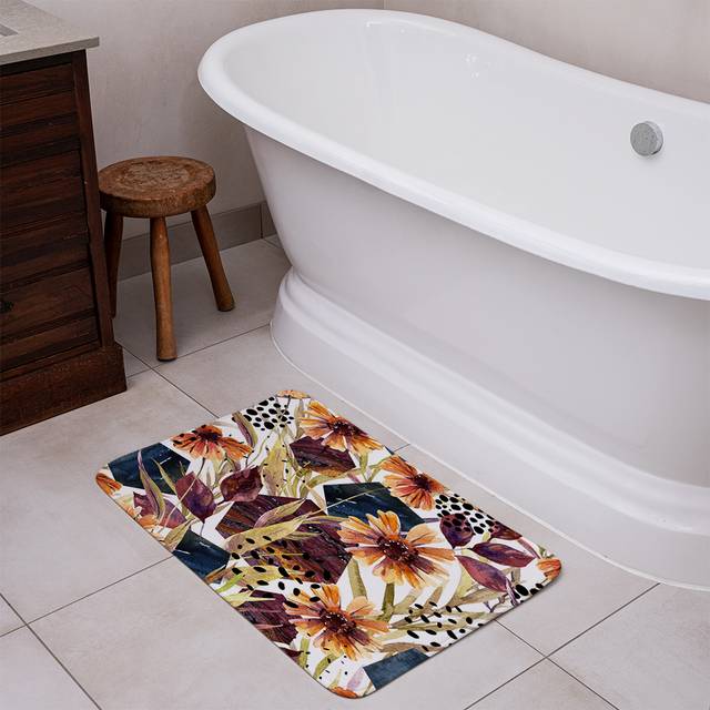 Bathmat - Autumn Geometric Flowers(Bath Mats)