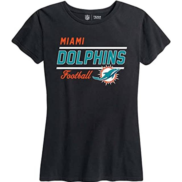 Team Fan Apparel NFL Gameday Women's Relaxed Fit T-Shirt - Rib Neck Contour - Tagless Short Sleeve Tee - Stay Cool & Stylish (Miami Dolphins - Black