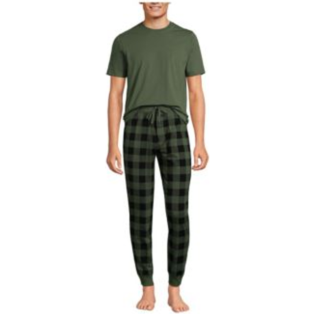 Jersey Pyjama Set, Men, size: 34-36, regular, Green, Cotton-blend, by Lands' End (34-36)