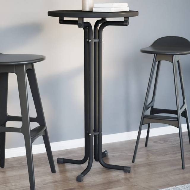 Dining Table Black Ø60x110 cm Engineered Wood and Steel Vidaxl