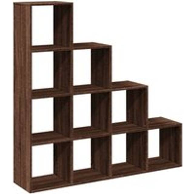 vidaXL Room Divider Bookcase 4-Tier Brown Oak 131.5x29x131.5 cm Engineered Wood