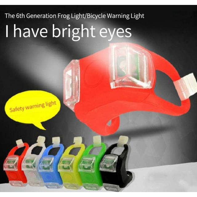 (a-Black) Silicone LED Bicycle Light Frog Lights Front Lamp Rear Light Bike Wheel Lamp Waterproof Warning Lamp Lantern Bicycle Accessories