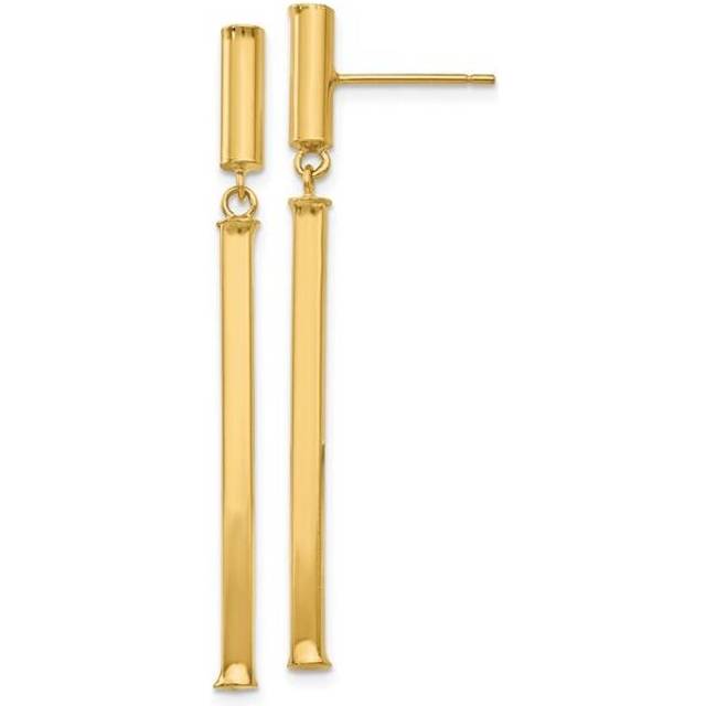 14K Yellow Gold Fancy Squared Post Dangle Earrings