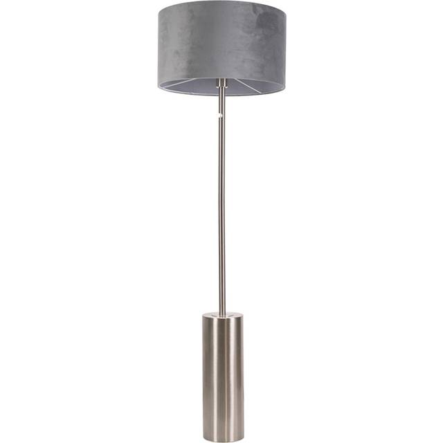 ValueLights Lexy Grey Velvet Shade Chrome LED Floor Lamp - Silver - 150 x 45 x 45cm