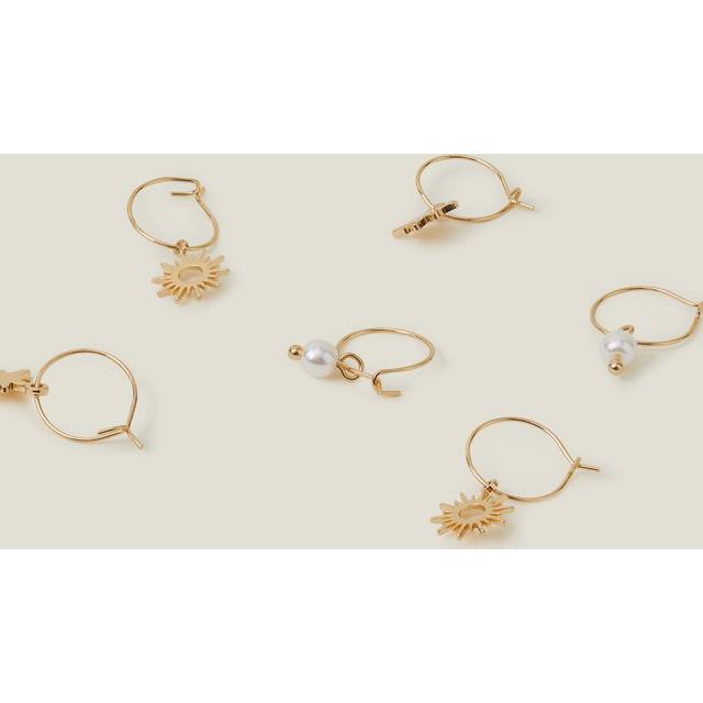 Gold 3-Pack Starburst Hoop Earrings, Size: 3cm, Women's - Accessorize