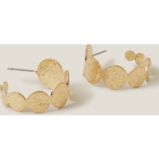 Gold Textured Circle Hoop Earrings, Size: 3cm, Women's - Accessorize