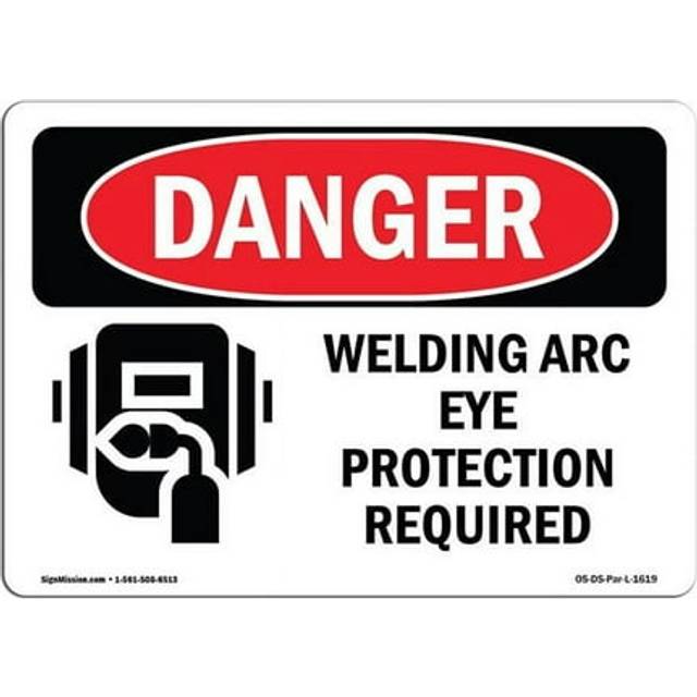 SignMission OS-DS-A-1014-L-1619 10 x 14 in. OSHA Danger Sign - Welding Arc Eye Protection Required