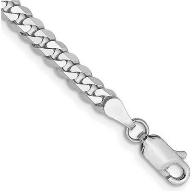 Quality Gold WFBU100-8 14K White Gold 3.9 mm Flat Beveled Curb Chain 8 in. Bracelet