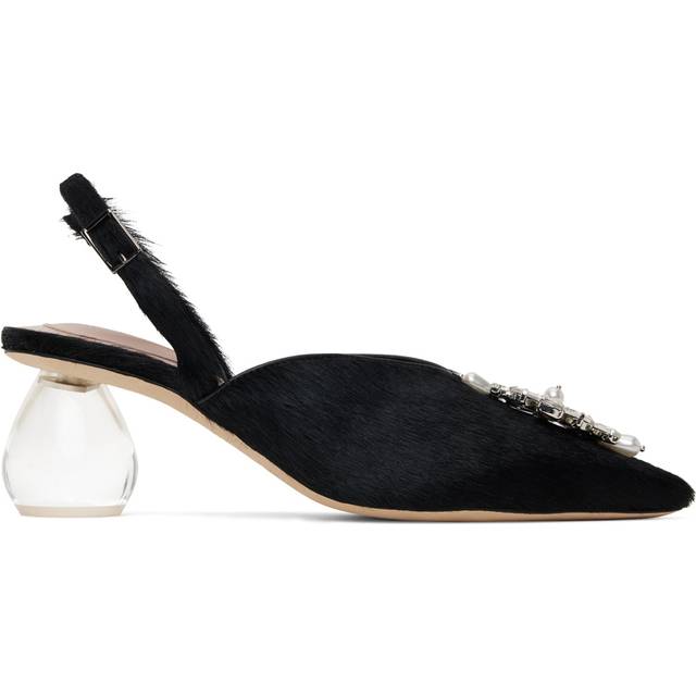 Simone Rocha Black Pointed Slingback Heels - Black/Pearl/Clear - IT 40