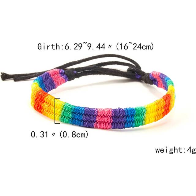(BR21Y0075-10) Womens Girls Boy Ladies Rainbow Love Pride Woven Wristband Bracelet