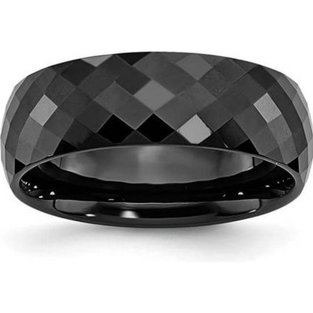 Ceramic Black Faceted 7.5 mm Polished Band - Size 11.5