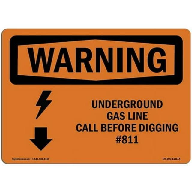SignMission OS-WS-A-1014-L-12873 10 x 14 in. OSHA Warning Sign - Underground Gas Line Call No.811