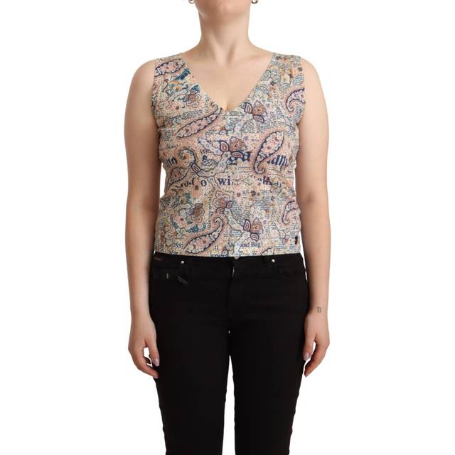 John Galliano Multicolor Cotton Sleeveless V-neck Tank Top - IT40|S