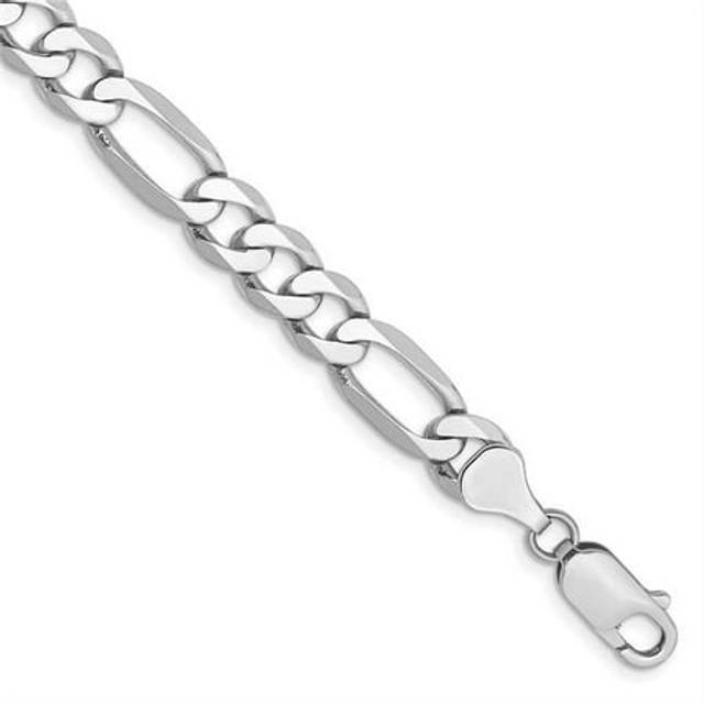 14K White Gold 7 mm Flat Figaro Chain 8 in. Bracelet