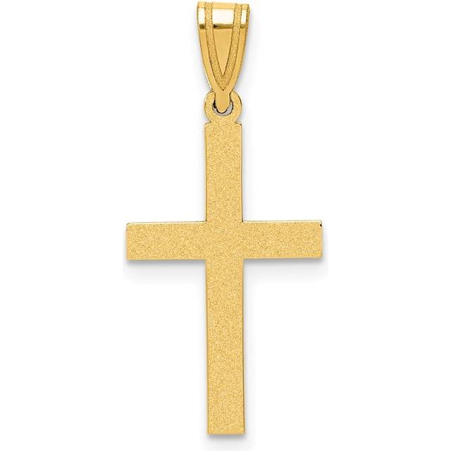 14K Yellow Gold Sandblasted Cross Pendant
