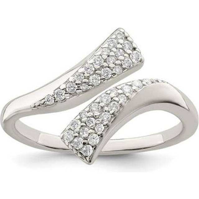 Sterling Silver Polished CZ Fancy Bypass Ring - Size 8