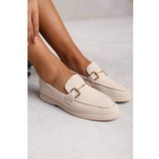 Womens 'Aster' Slip On Loafer With Metal Detailing - Beige - 9