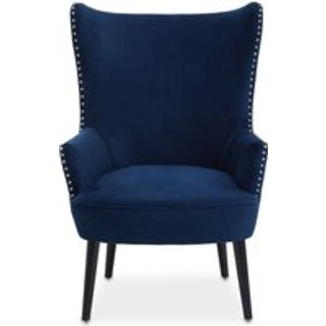 Blue Wingback Lounge Arm Chair, High Back Fabric Living Room Chair, Mid Century Arm Chair with Fabric - One Size
