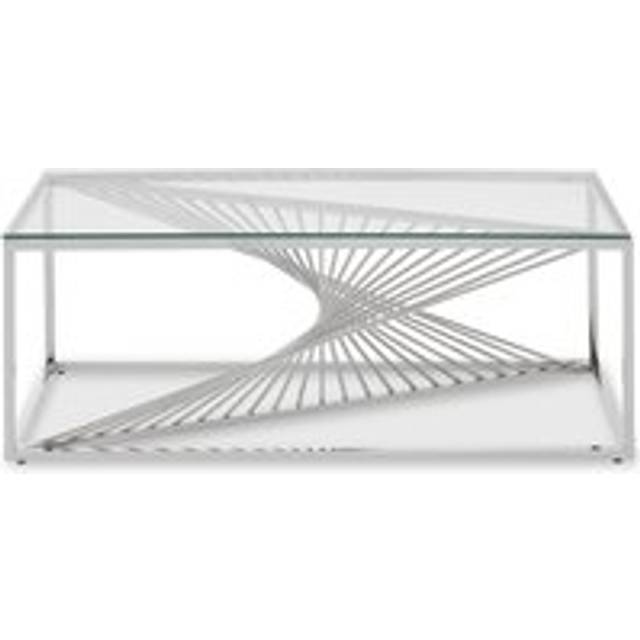 Orsina Coffee Table With Silver Finish Frame, Modern Coffee Table With Glass Top, Staircase Hallway Coffee Table - One Size