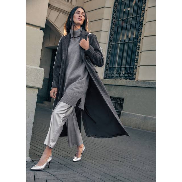 Phase Eight Lydia Long Wool Pinstripe Coat, Grey