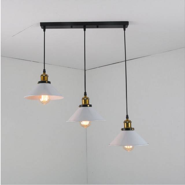 Industrial Pendant Light Vintage 3 Lights Pendant Lamp Retro Style Hanging Lamp, Metal Ceiling Light,Ã22CM, White for Bar Corridor Kitchen Lighting
