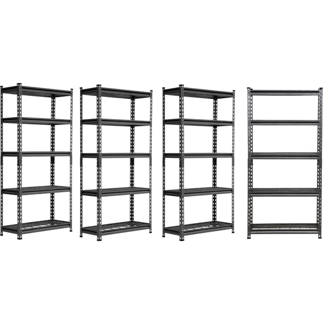 Rhino racking 4-bay wire garage shelving units - black, 1000kg, 152x75x30cm