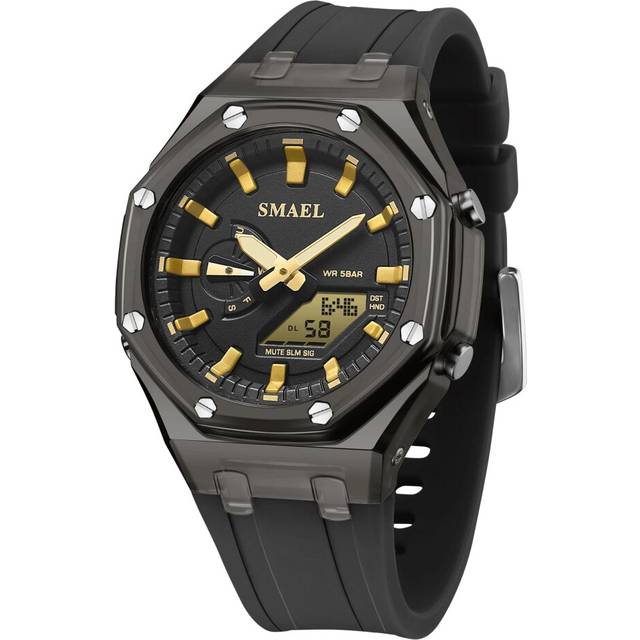 Womens Waterproof Wristwatch Ladies Dual Time Digital Led Light Watch