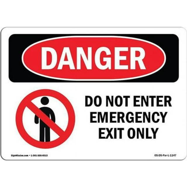 SignMission OS-DS-A-710-L-1147 7 x 10 in. OSHA Danger Sign - Do Not Enter Emergency Exit Only