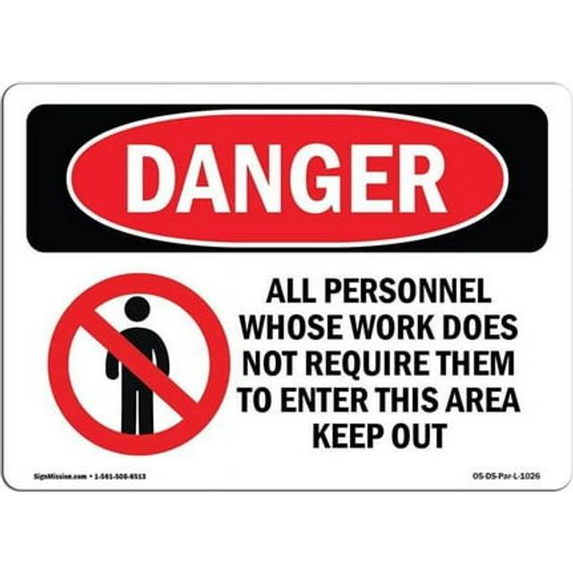 SignMission OS-DS-A-1218-L-1026 12 x 18 in. OSHA Danger Sign - Keep Out