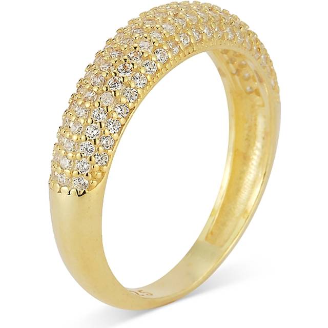 Aqua Pave Dome Band Ring in 14K Gold Plated Sterling Silver - Exclusive