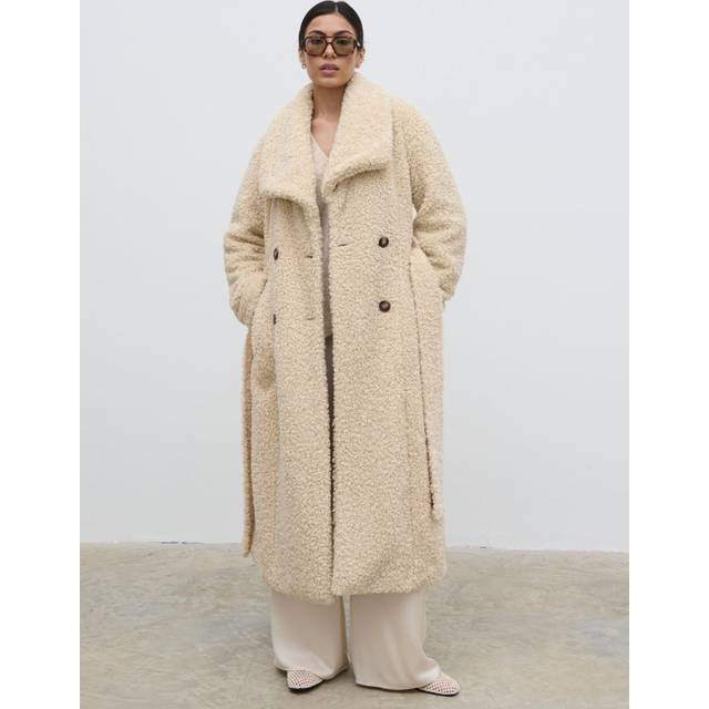 Mahli Shaggy Texture Robe Coat - Neutral, S